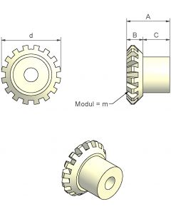 Zahnrad, PVDF 25 ø9,8