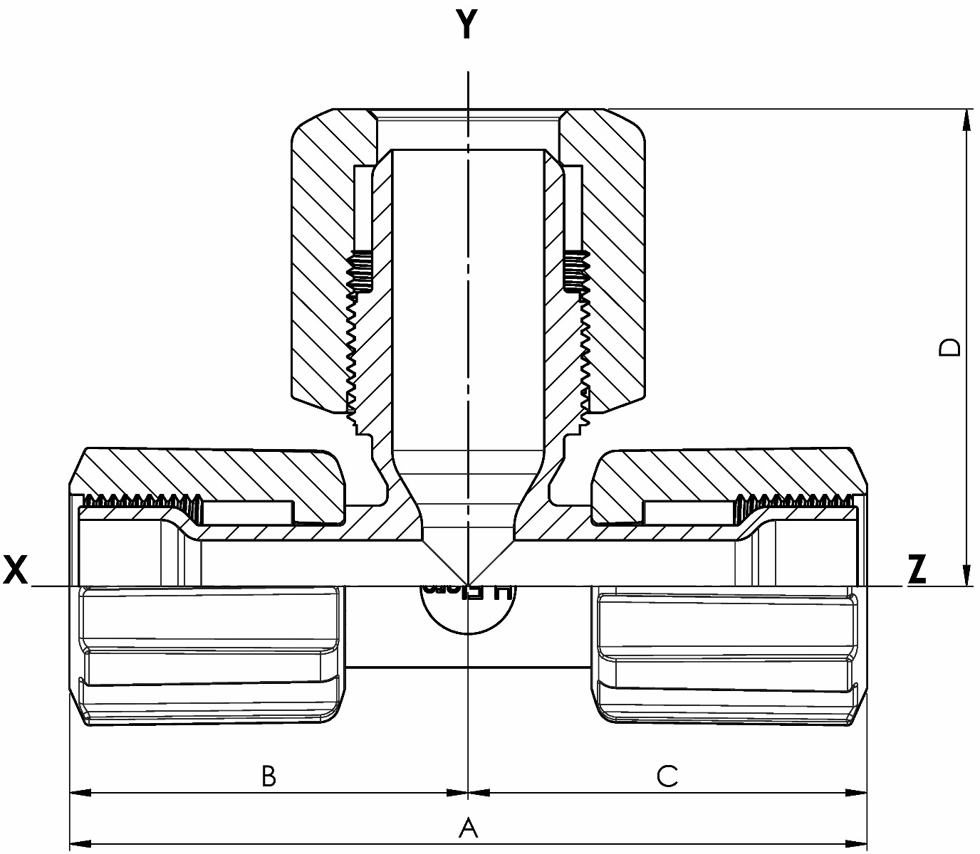 T-Stück Space Saver Reduzier. mit PFA-Überwurfmutter