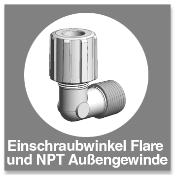 Einschraubwinkel PFA mit Flare und NPT-Außengewinde