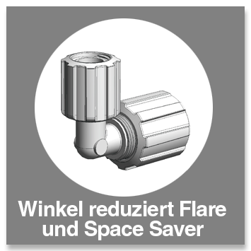 Winkel PFA reduziert Flare und Space Saver