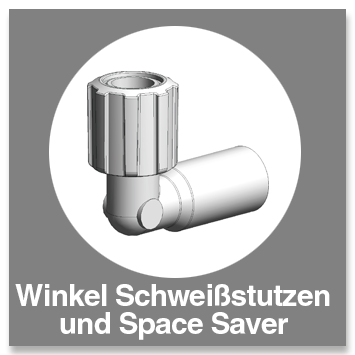 Winkel PFA Schweißstutzen und Space Saver