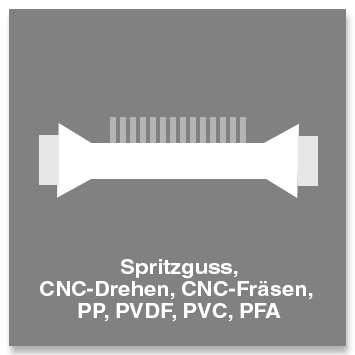 Spritzguss, CNC-Drehen, CNC-Fräsen, PP, PVDF, PVC, PFA